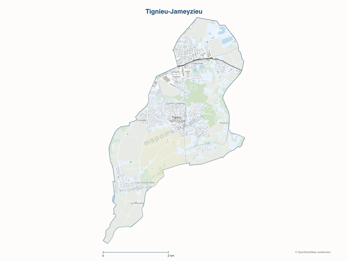 Carte de Tignieu-Jameyzieu à personnaliser