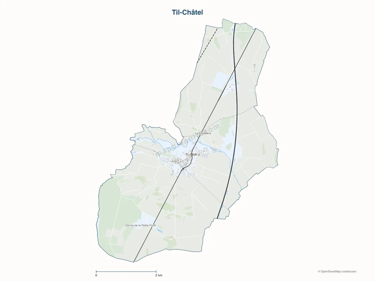Carte de Til-Châtel à personnaliser
