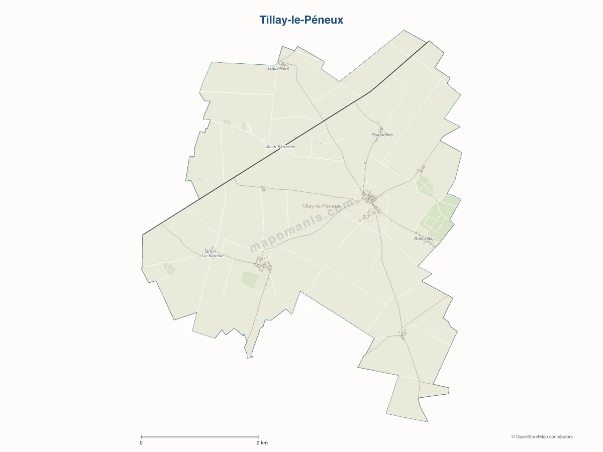 Carte de Tillay-le-Péneux à personnaliser