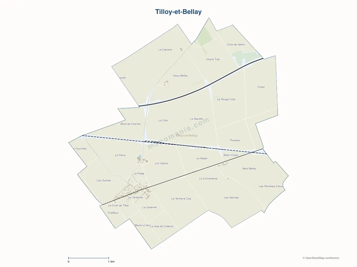 Carte de Tilloy-et-Bellay à personnaliser