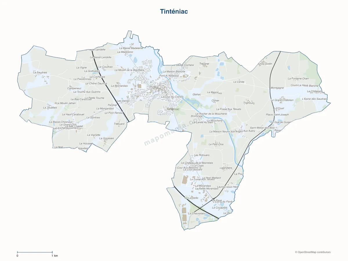 Carte de Tinténiac à personnaliser