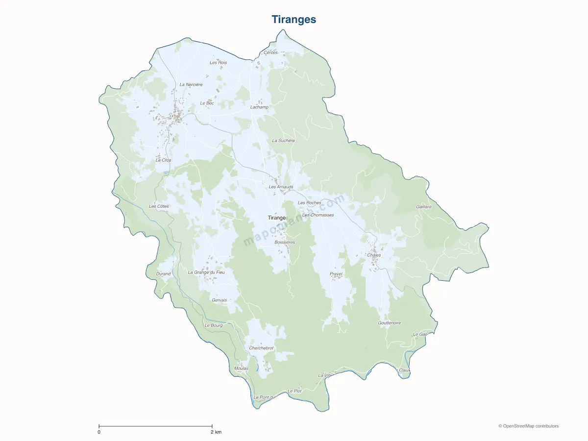 Carte de Tiranges à personnaliser