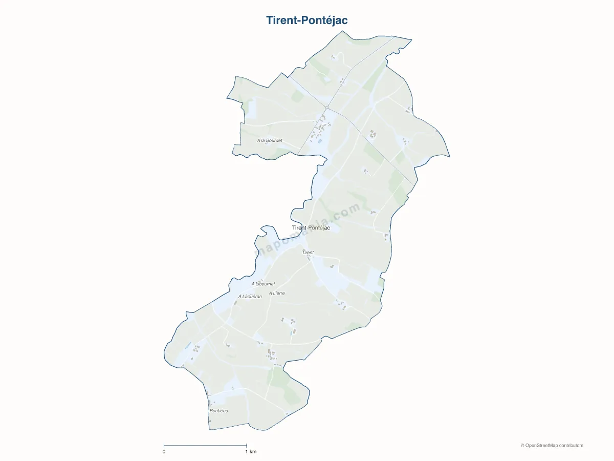 Carte de Tirent-Pontéjac à personnaliser