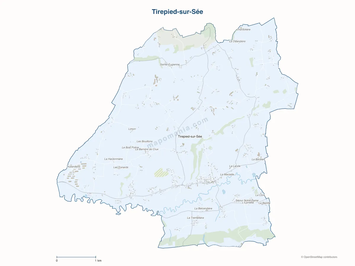 Carte de Tirepied-sur-Sée à personnaliser
