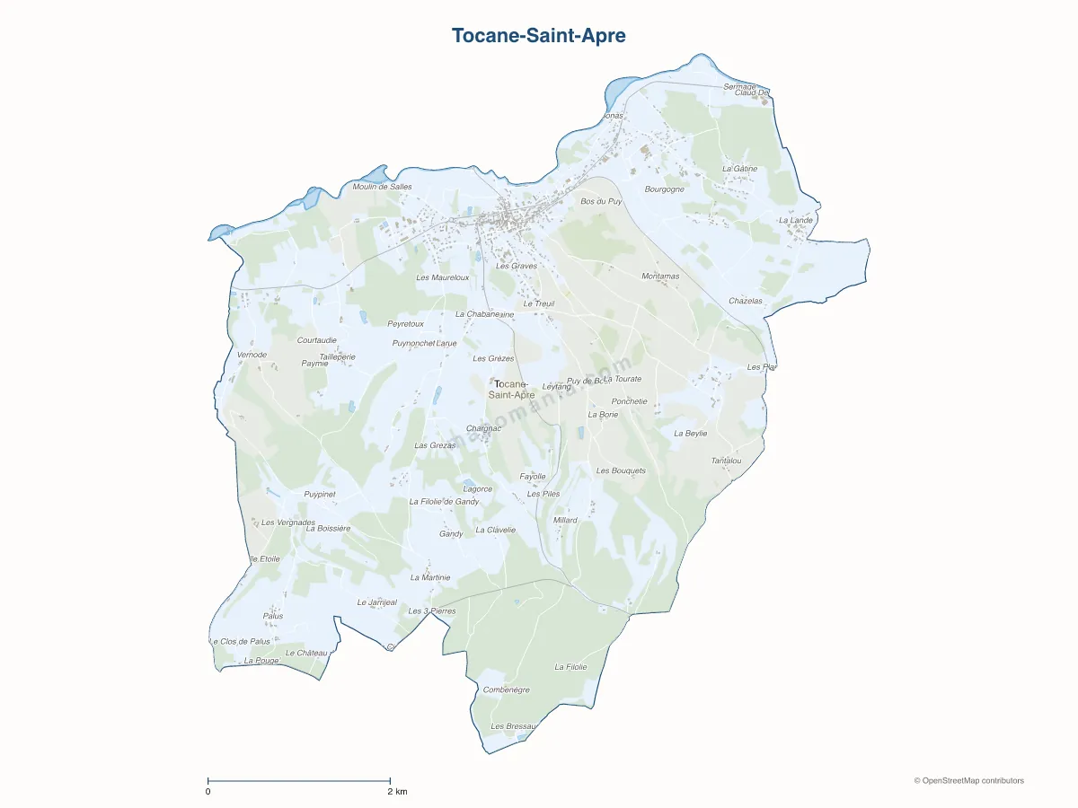 Carte de Tocane-Saint-Apre à personnaliser