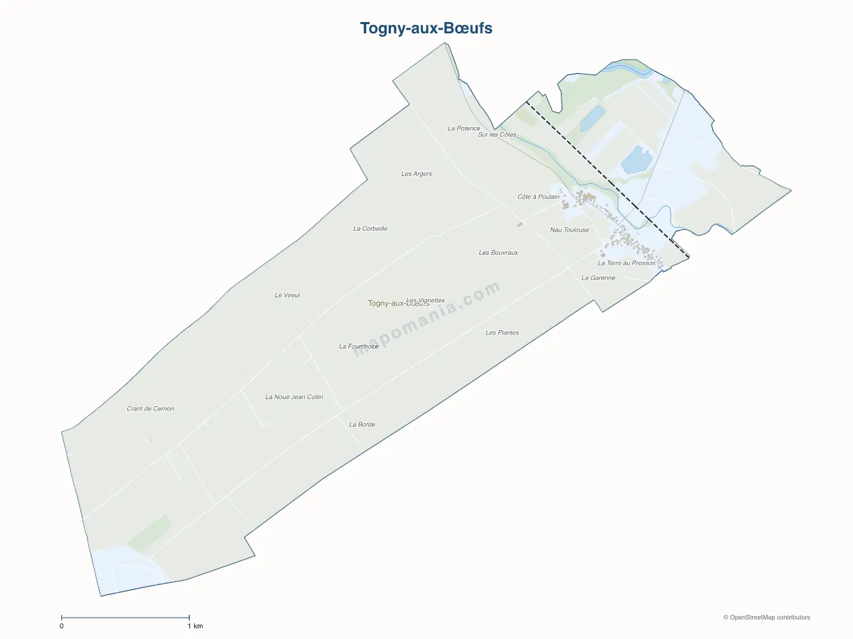 Carte de Togny-aux-Bœufs à personnaliser