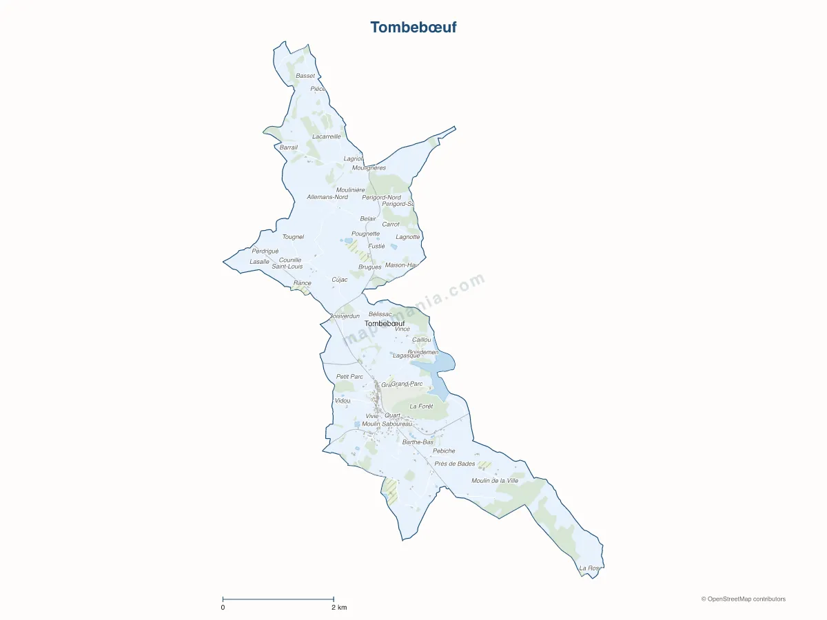 Carte de Tombebœuf à personnaliser