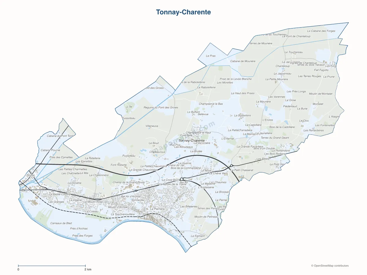 Carte de Tonnay-Charente à personnaliser
