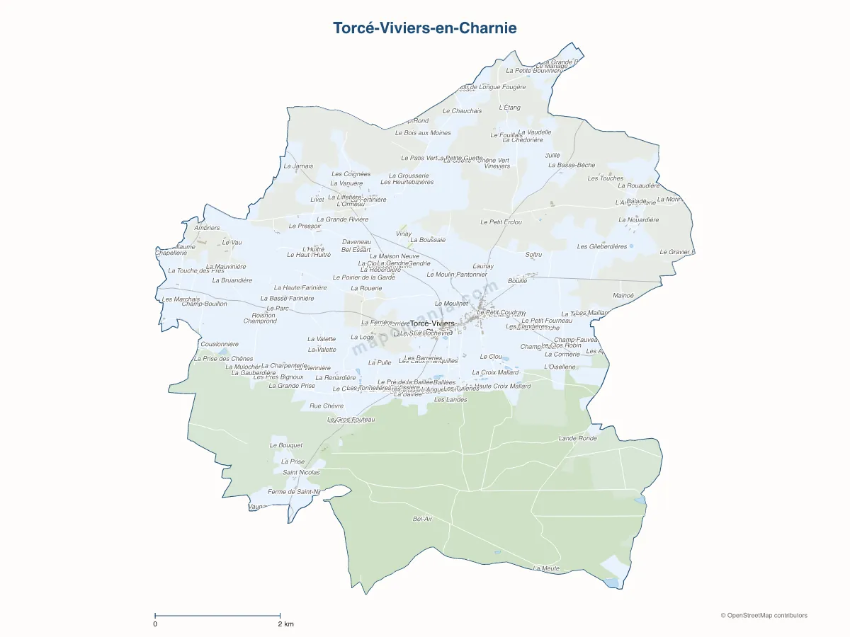 Carte de Torcé-Viviers-en-Charnie à personnaliser
