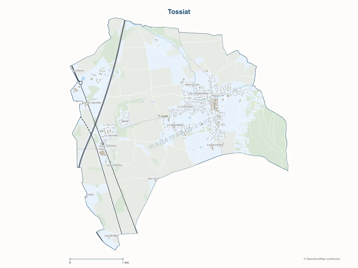 Carte de Tossiat à personnaliser