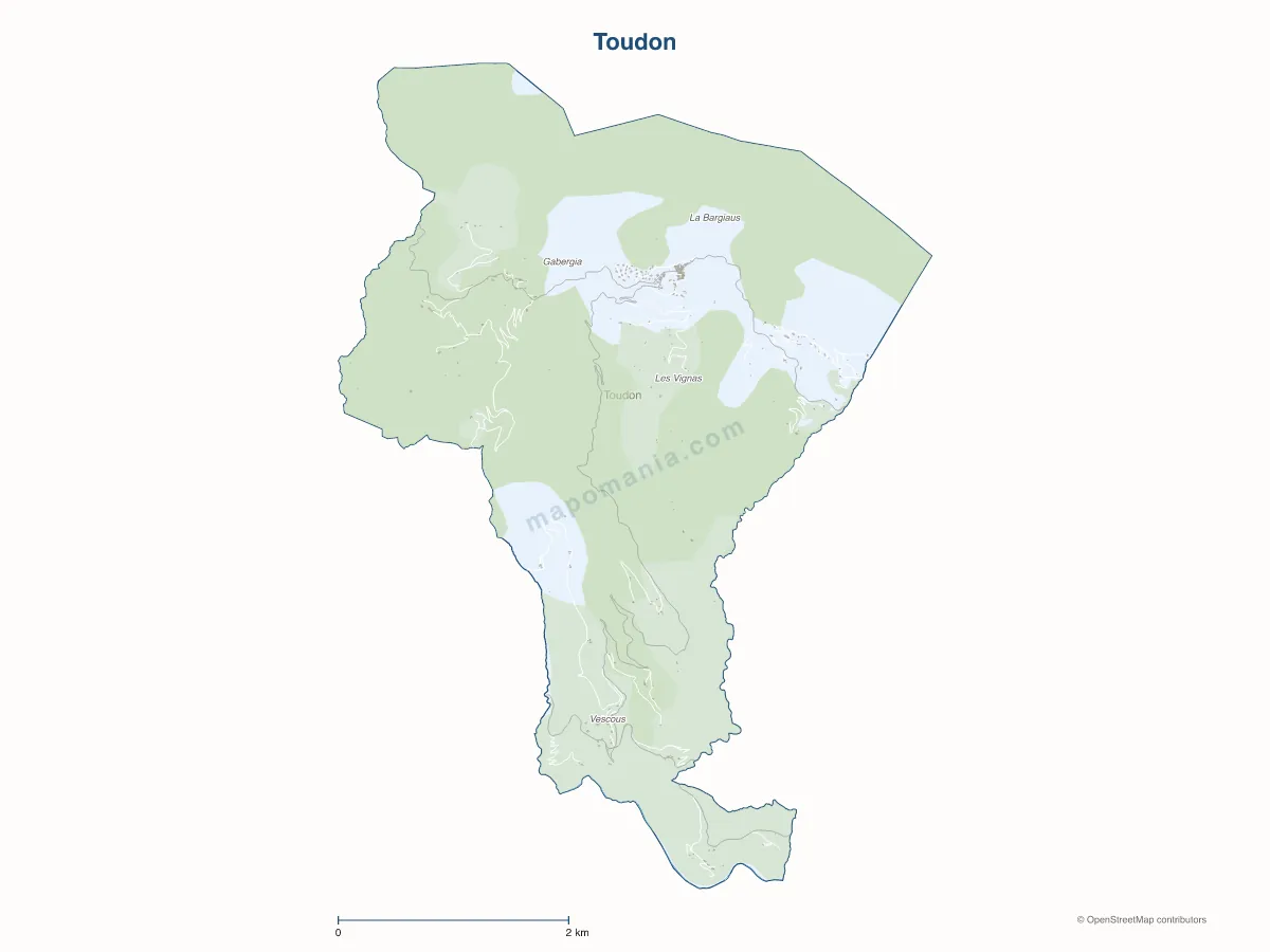 Carte de Toudon à personnaliser
