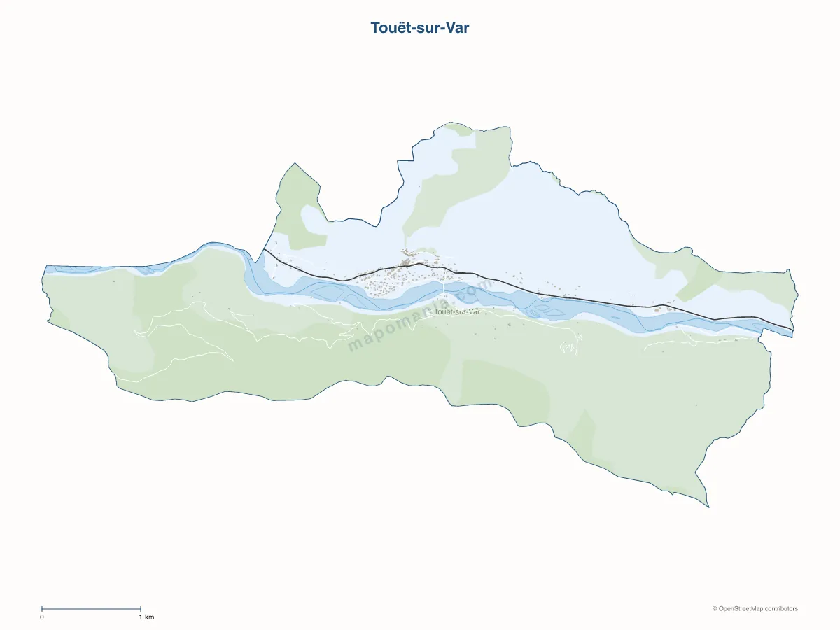 Carte de Touët-sur-Var à personnaliser