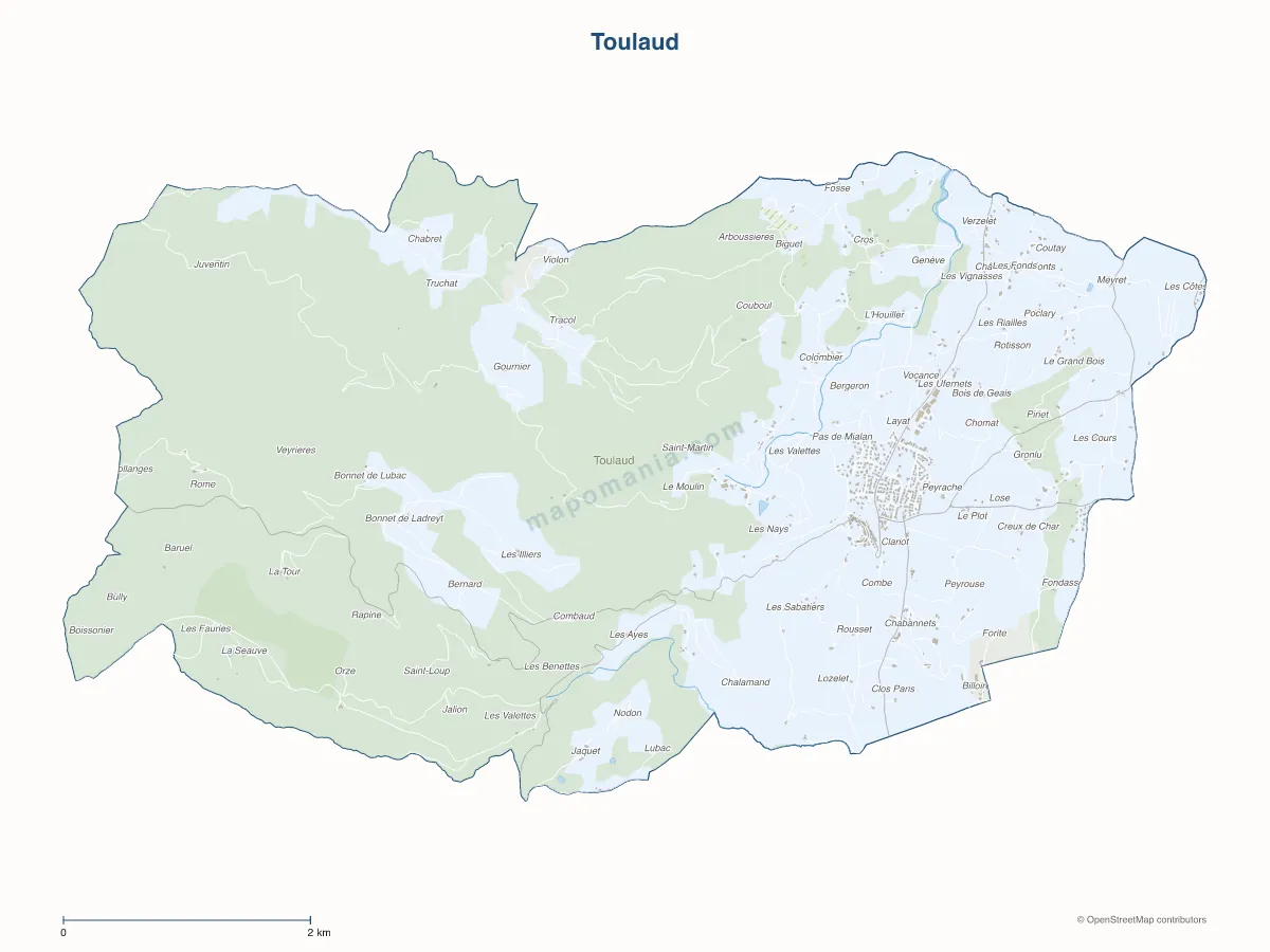 Carte de Toulaud à personnaliser