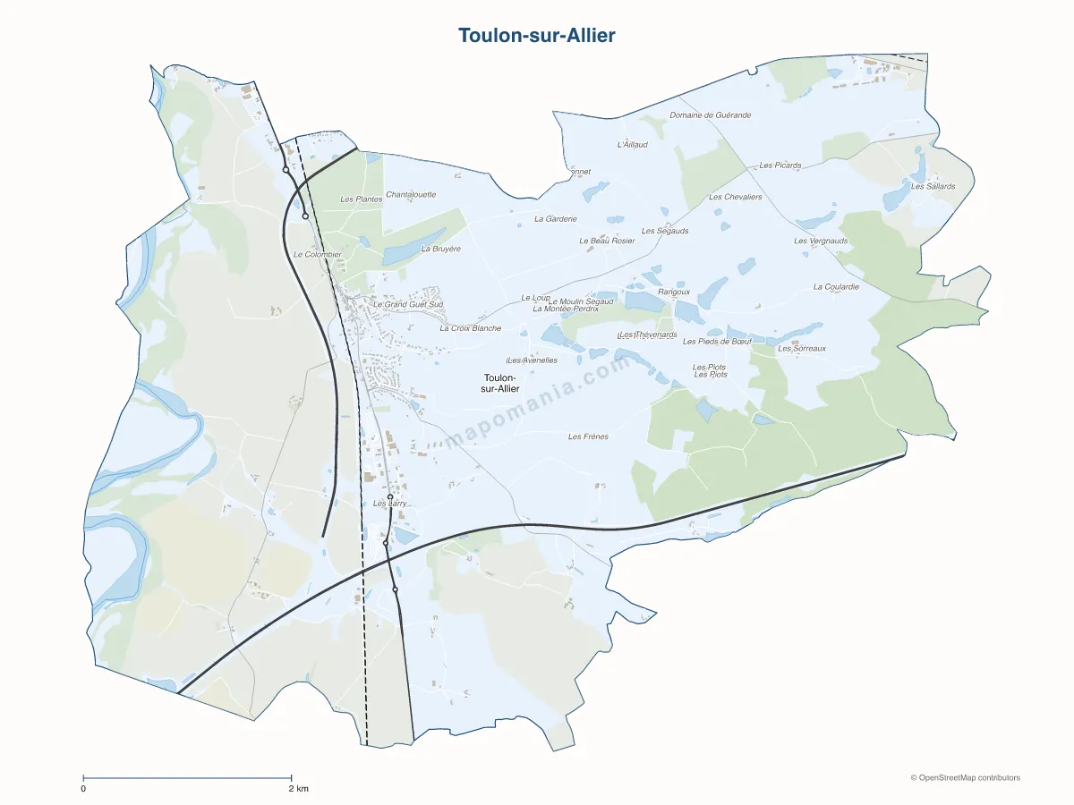 Carte de Toulon-sur-Allier à personnaliser