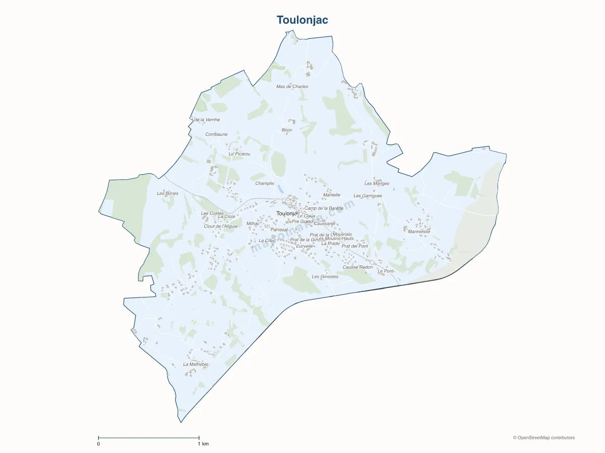 Carte de Toulonjac à personnaliser