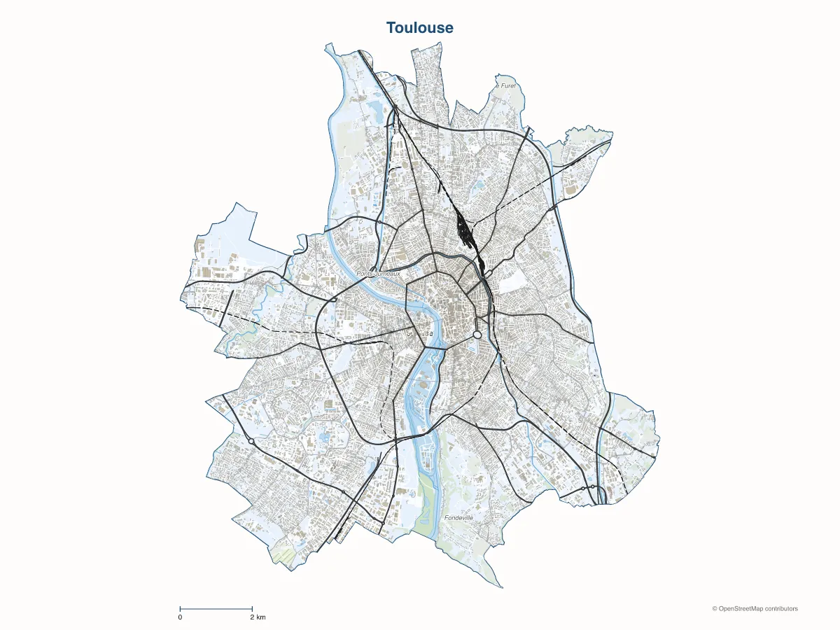 Carte de Toulouse à personnaliser