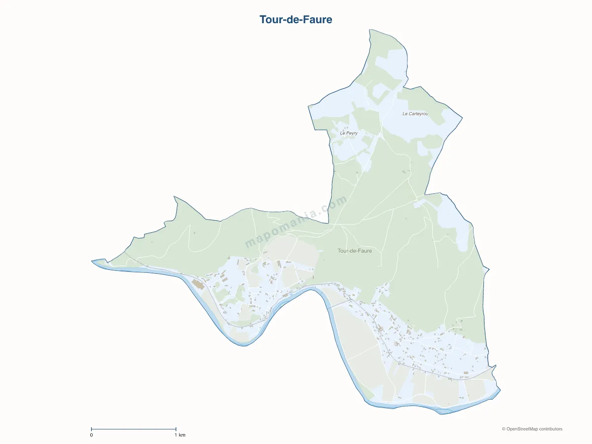 Carte de Tour-de-Faure à personnaliser