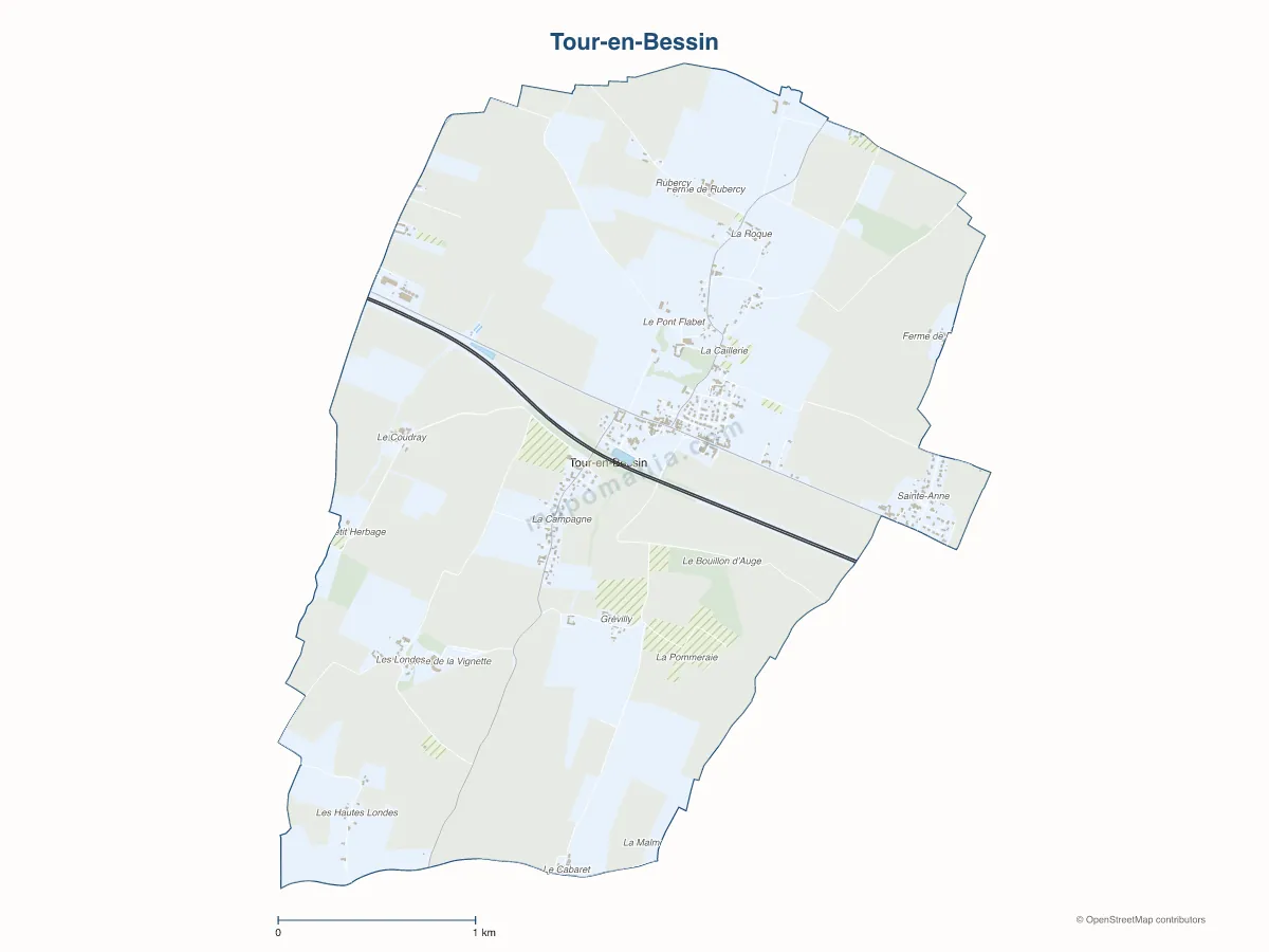 Carte de Tour-en-Bessin à personnaliser
