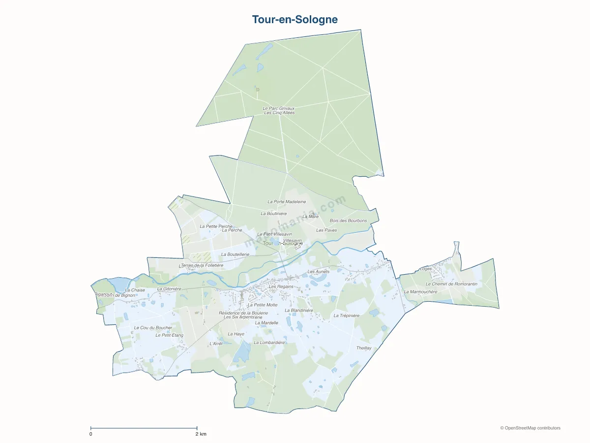 Carte de Tour-en-Sologne à personnaliser