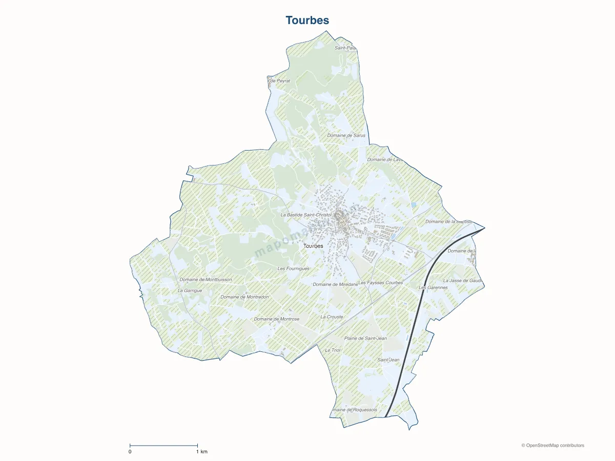 Carte de Tourbes à personnaliser