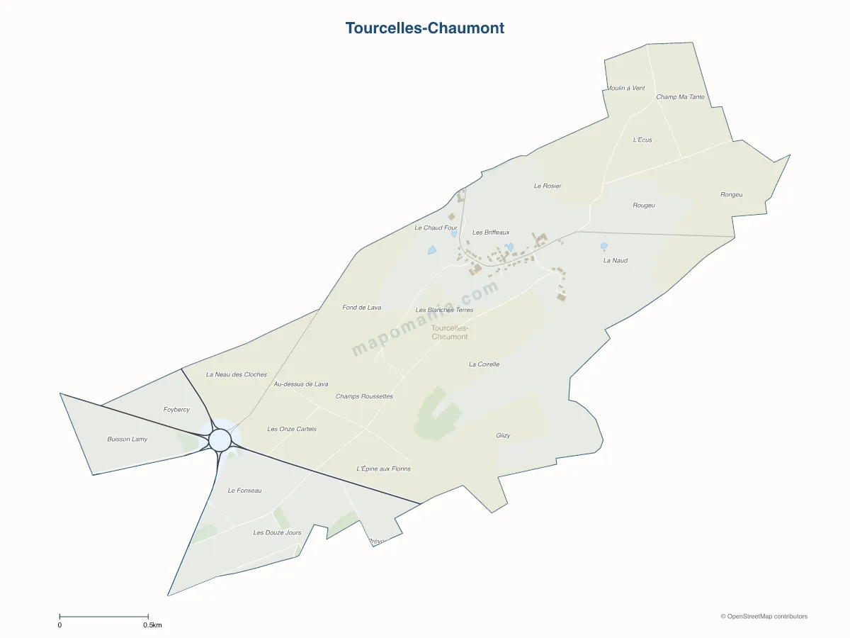 Carte de Tourcelles-Chaumont à personnaliser