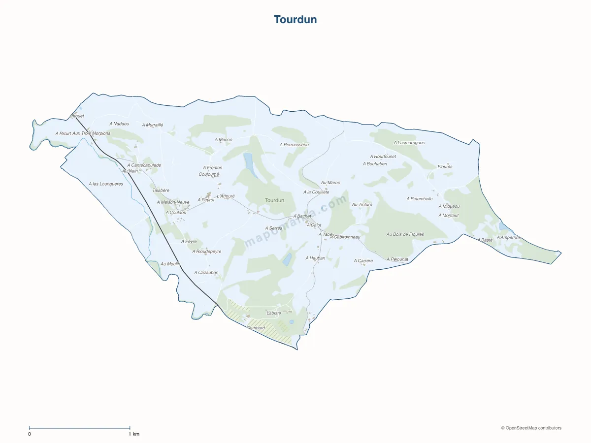 Carte de Tourdun à personnaliser