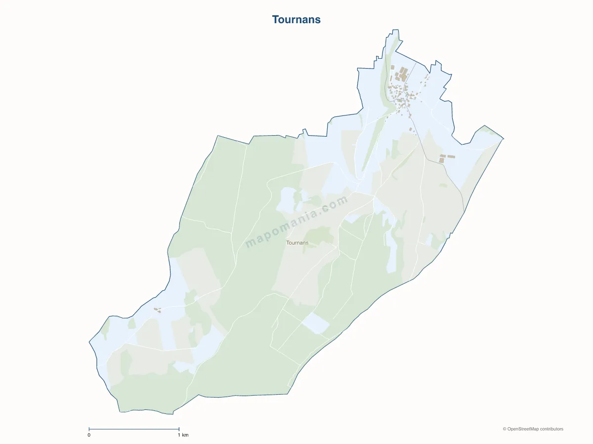 Carte de Tournans à personnaliser
