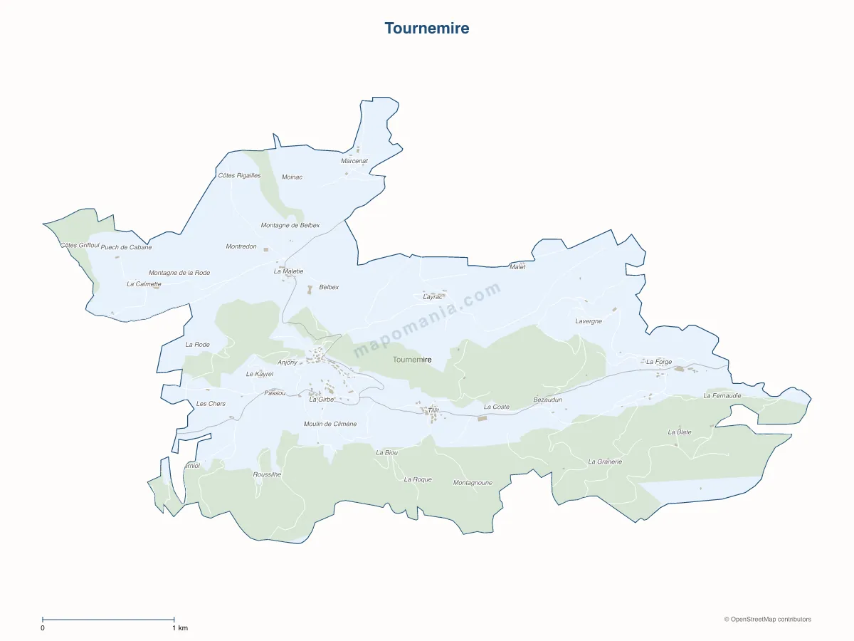 Carte de Tournemire à personnaliser