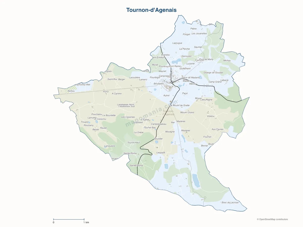 Carte de Tournon-d'Agenais à personnaliser