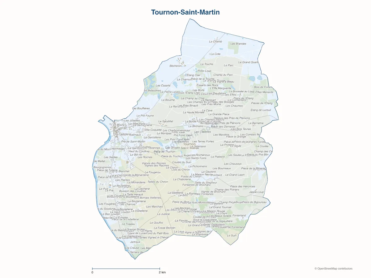Carte de Tournon-Saint-Martin à personnaliser