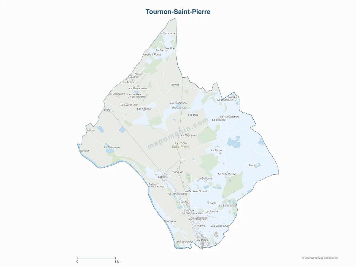 Carte de Tournon-Saint-Pierre à personnaliser
