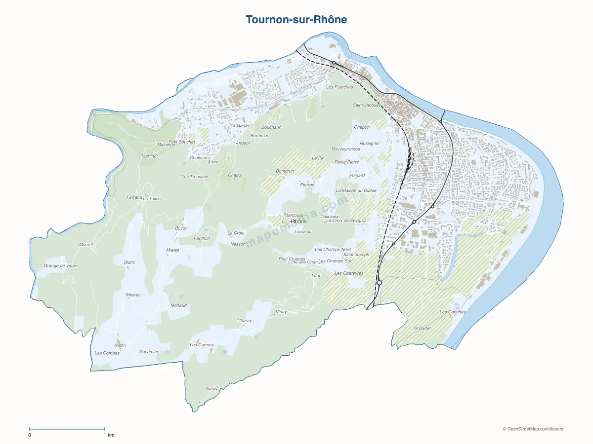 Carte de Tournon-sur-Rhône à personnaliser