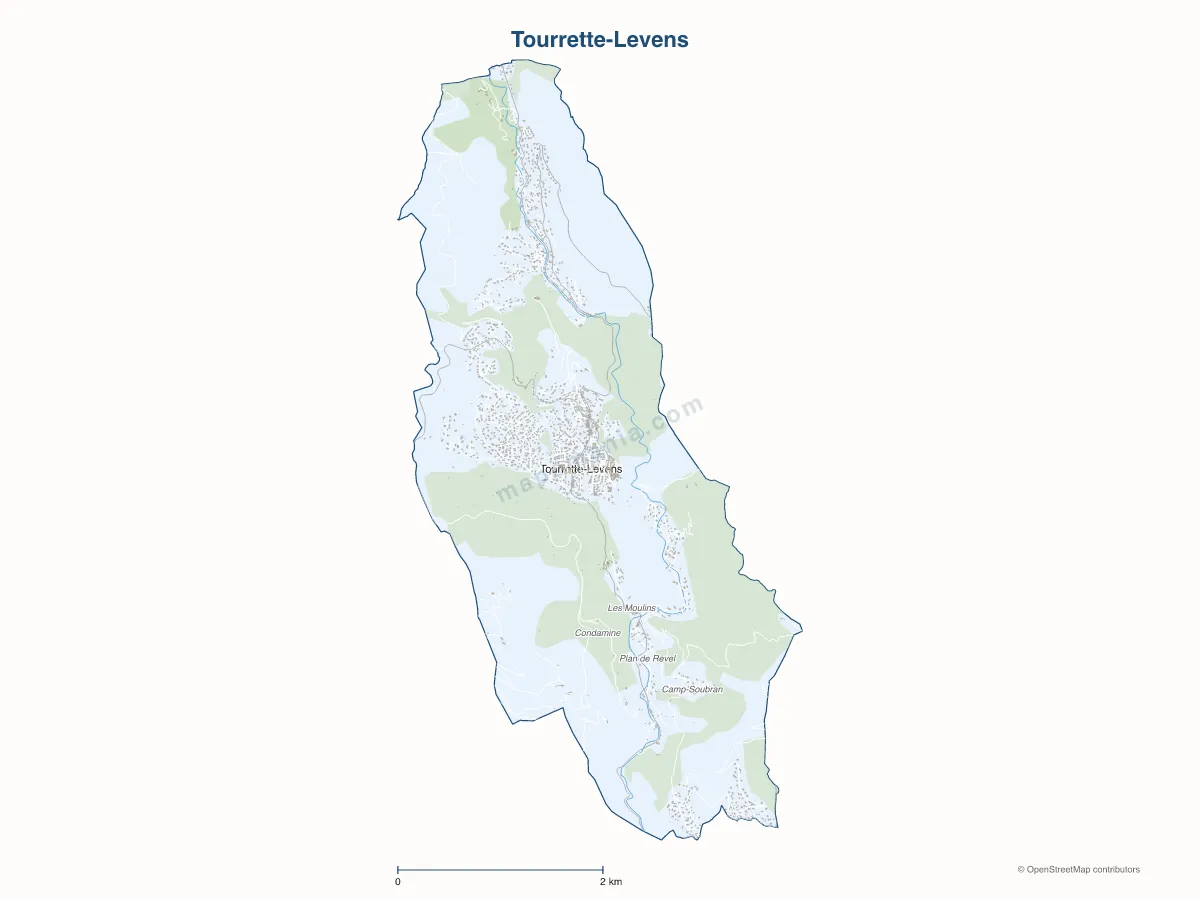 Carte de Tourrette-Levens à personnaliser