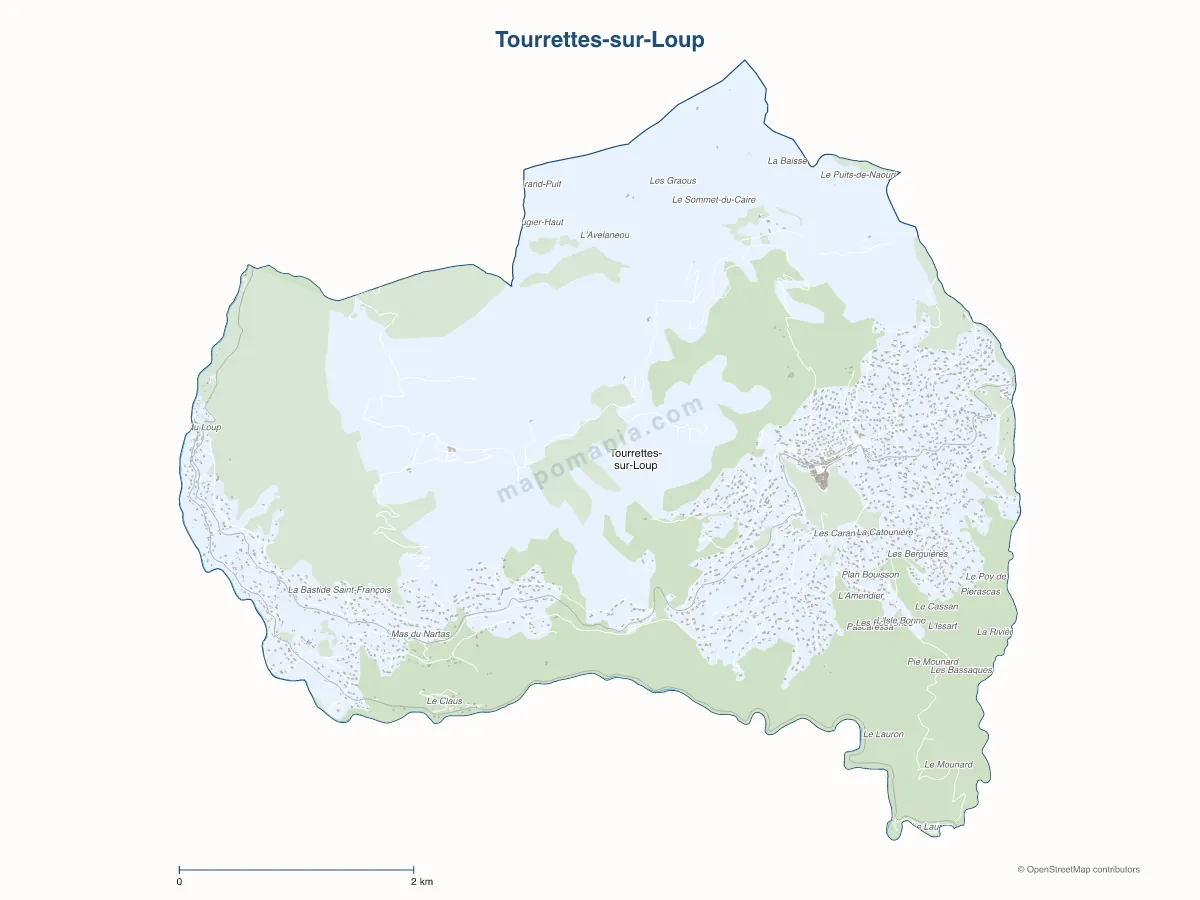 Carte de Tourrettes-sur-Loup à personnaliser