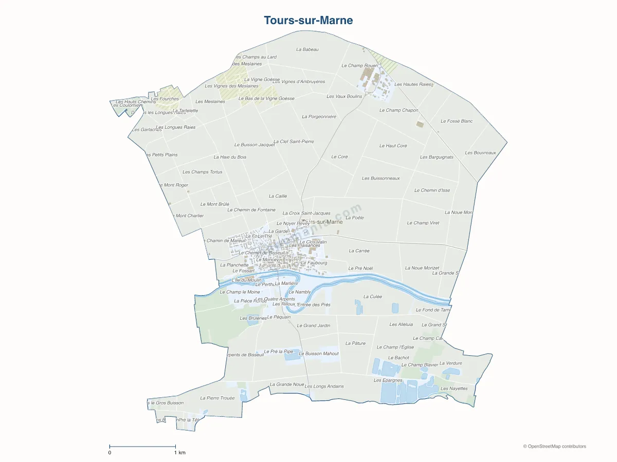 Carte de Tours-sur-Marne à personnaliser