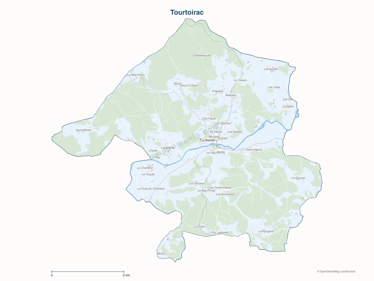 Carte de Tourtoirac à personnaliser