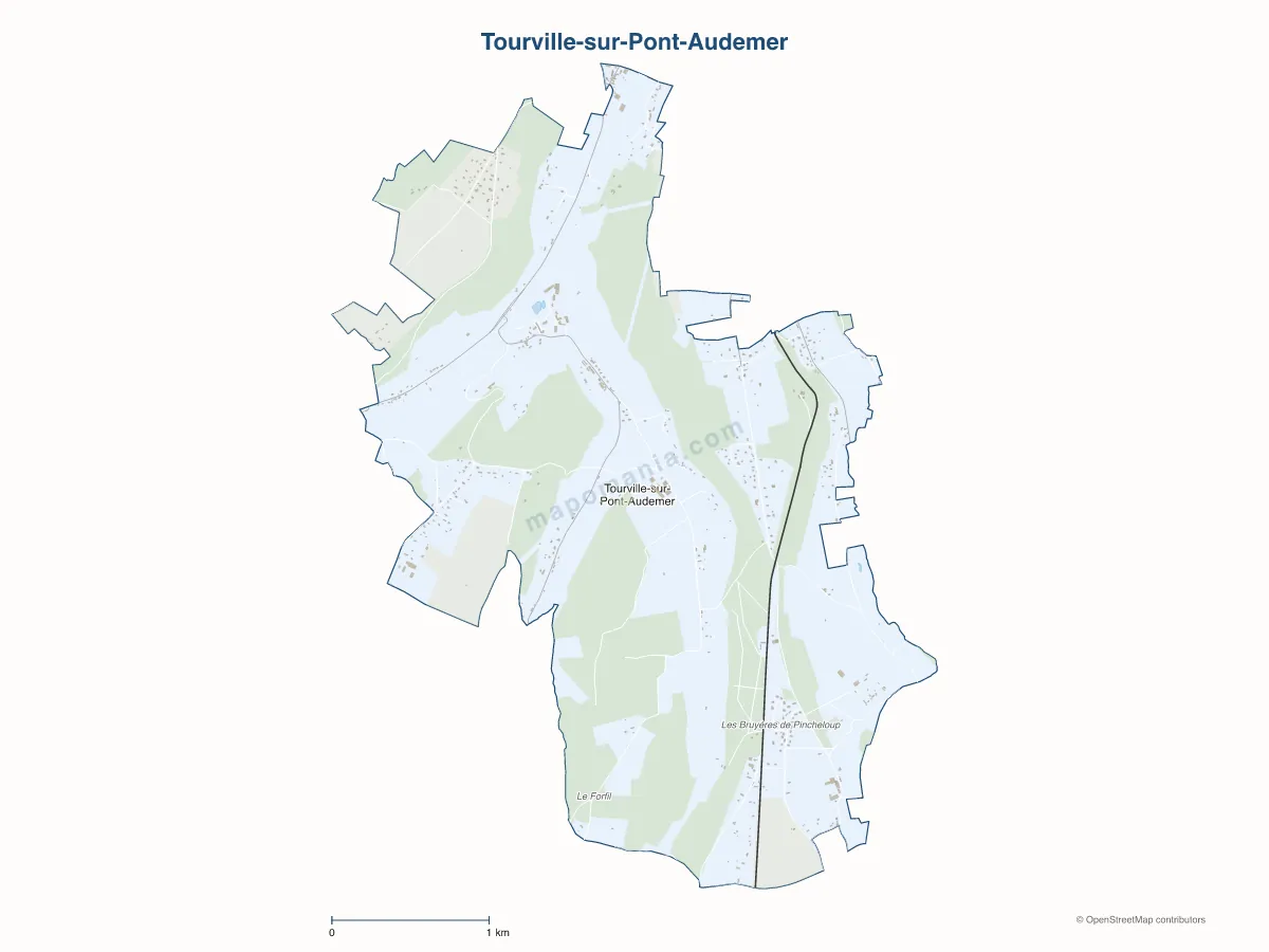 Carte de Tourville-sur-Pont-Audemer à personnaliser