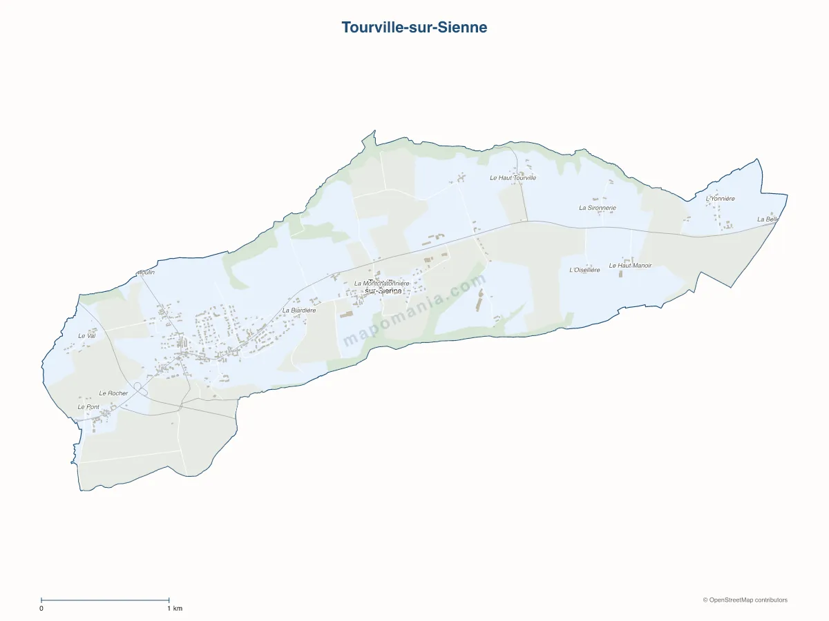 Carte de Tourville-sur-Sienne à personnaliser