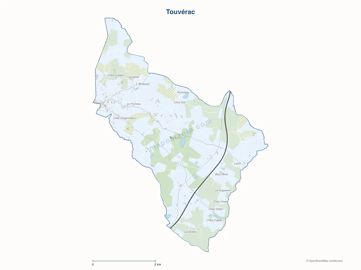 Carte de Touvérac à personnaliser