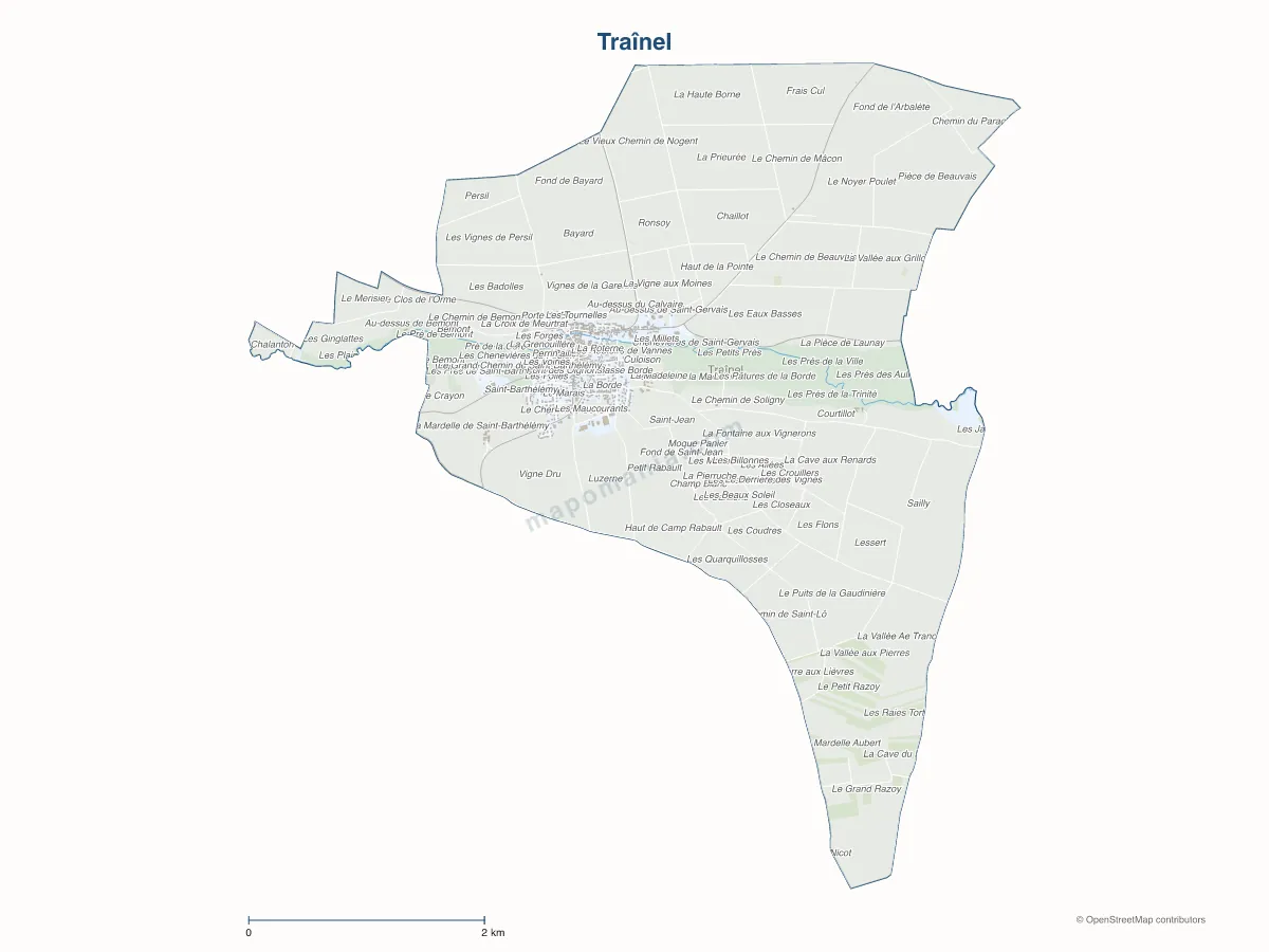 Carte de Traînel à personnaliser