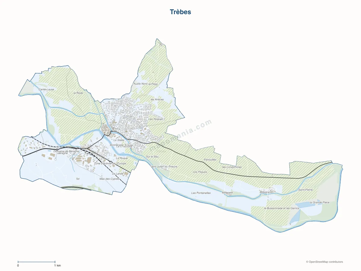 Carte de Trèbes à personnaliser