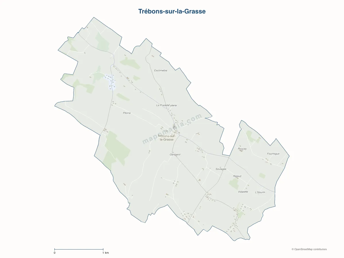 Carte de Trébons-sur-la-Grasse à personnaliser