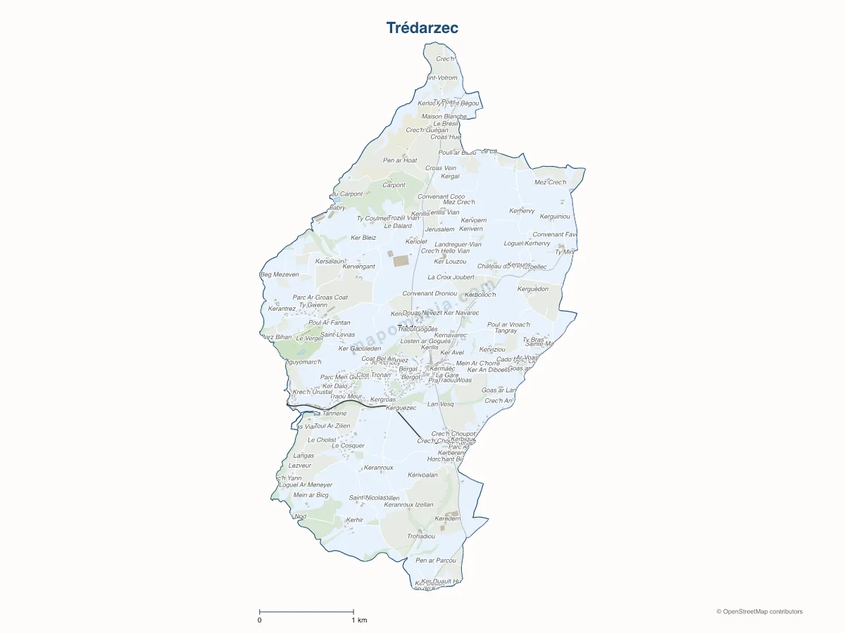 Carte de Trédarzec à personnaliser