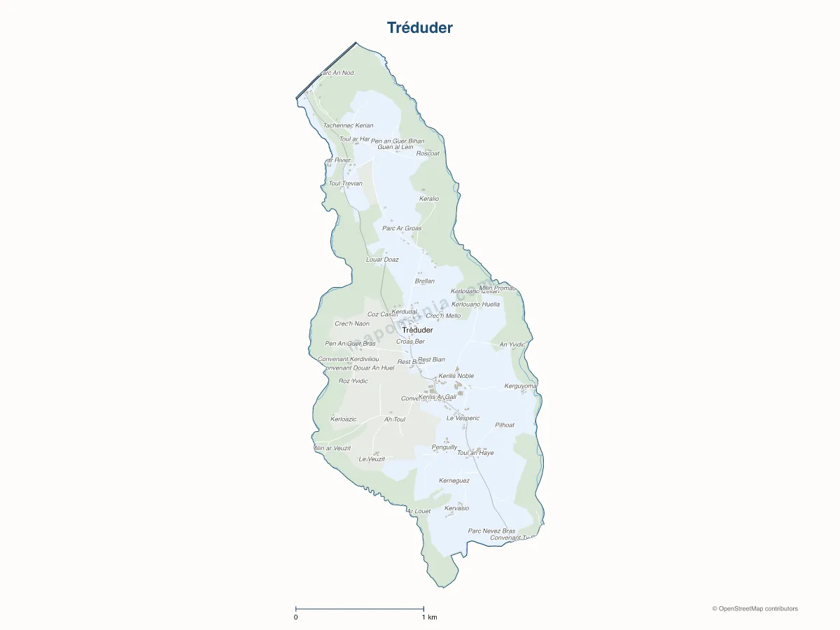 Carte de Tréduder à personnaliser