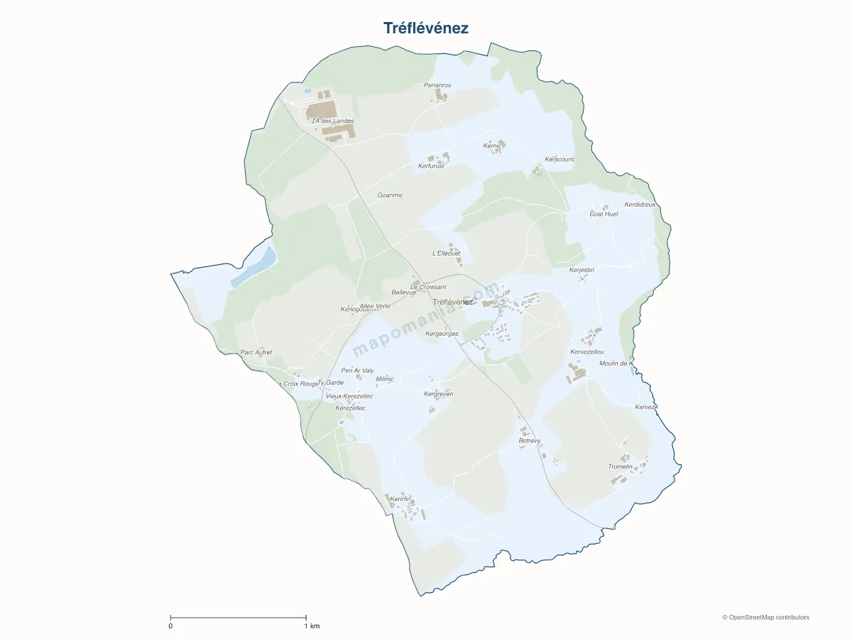 Carte de Tréflévénez à personnaliser