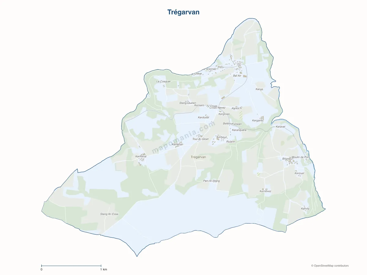 Carte de Trégarvan à personnaliser