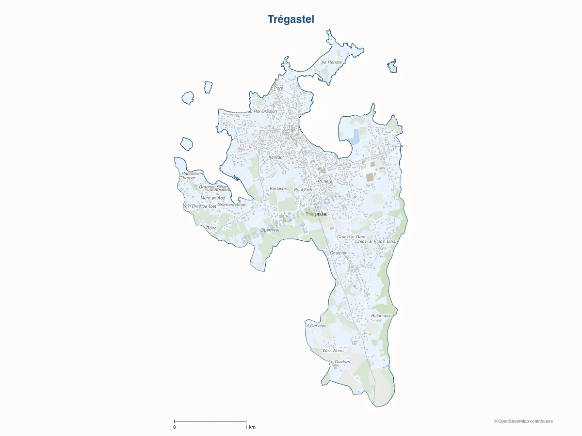 Carte de Trégastel à personnaliser
