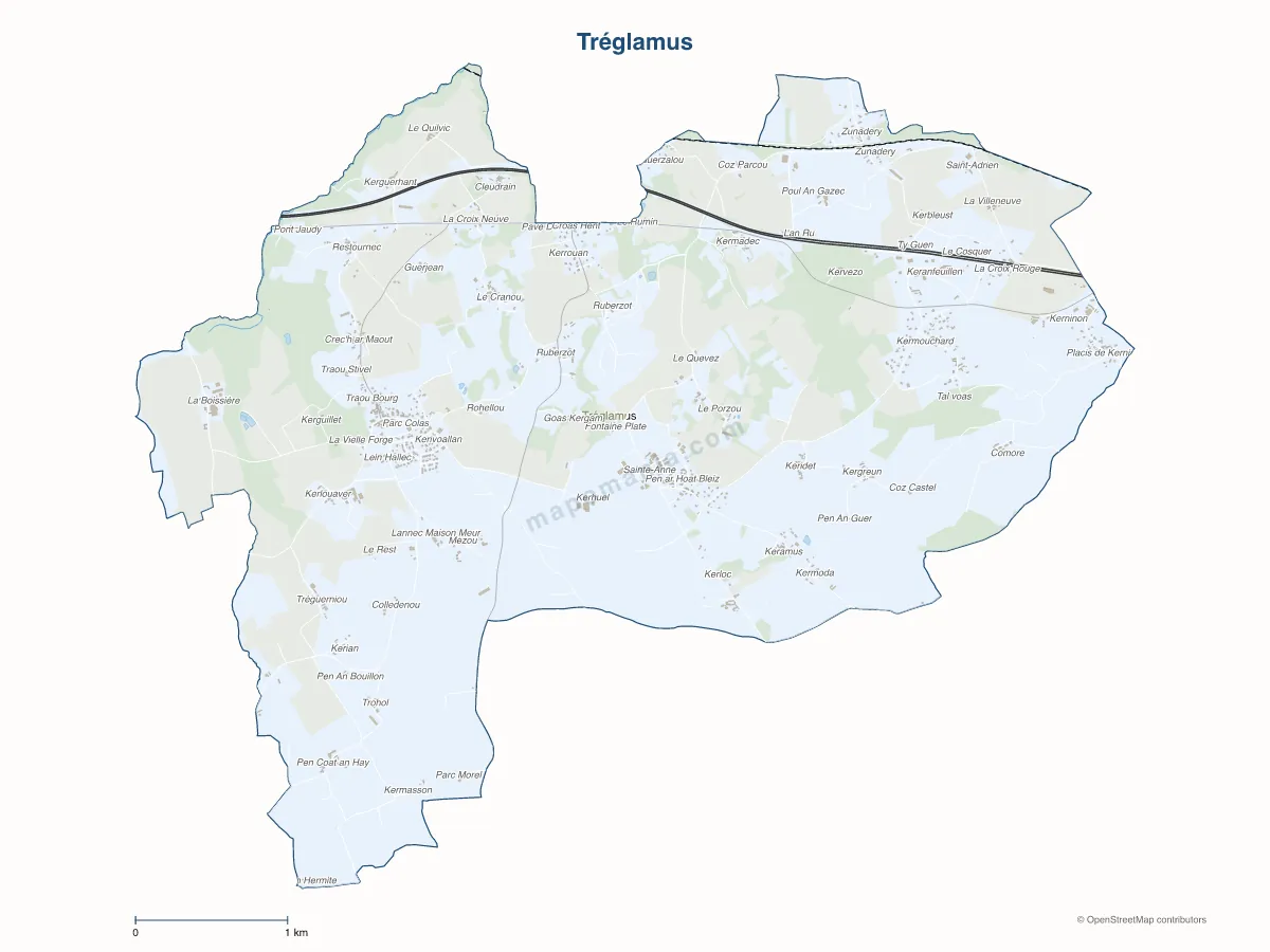 Carte de Tréglamus à personnaliser