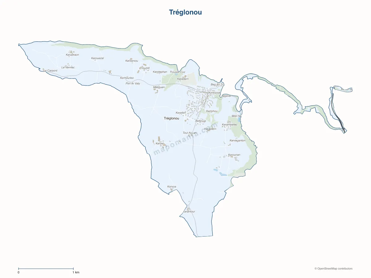 Carte de Tréglonou à personnaliser