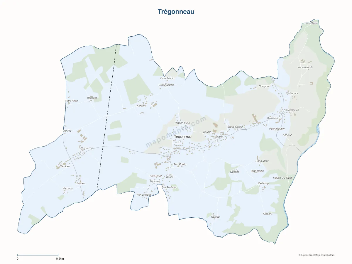Carte de Trégonneau à personnaliser